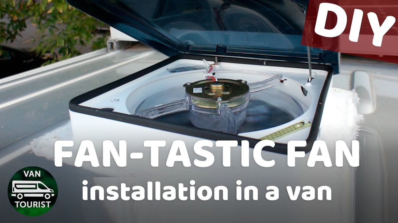 Installing 2 fan-tastic fans in the roof of van conversion. Two ceiling vents in the sprinter van