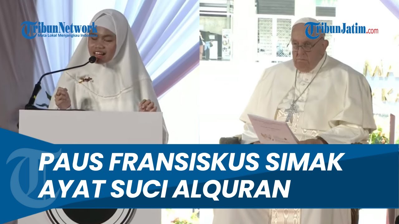 Momen Hafizah Tuna Netra Lantunkan Ayat Suci Alquran Di Hadapan Paus Fransiskus di Masjid Istiqlal
