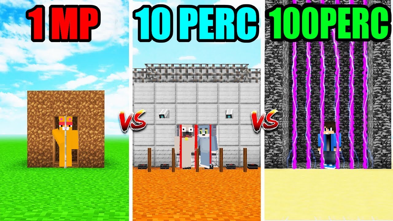 1 MÁSODPERC 10 PERC ÉS 100 PERC VÉDETT BÖRTÖN ÉPITŐ KIHÍVÁS A MINECRAFTBAN!