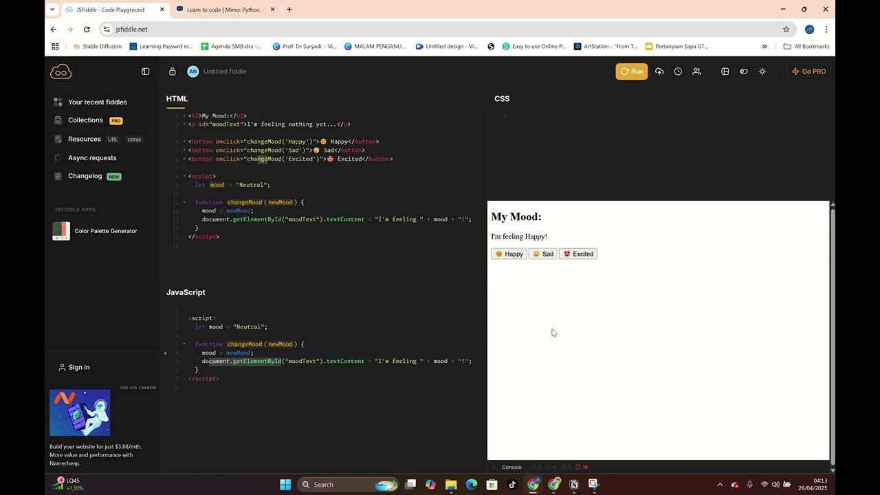 #2 - 7 Hari 7 Project - Mood Webbase With JsScript -