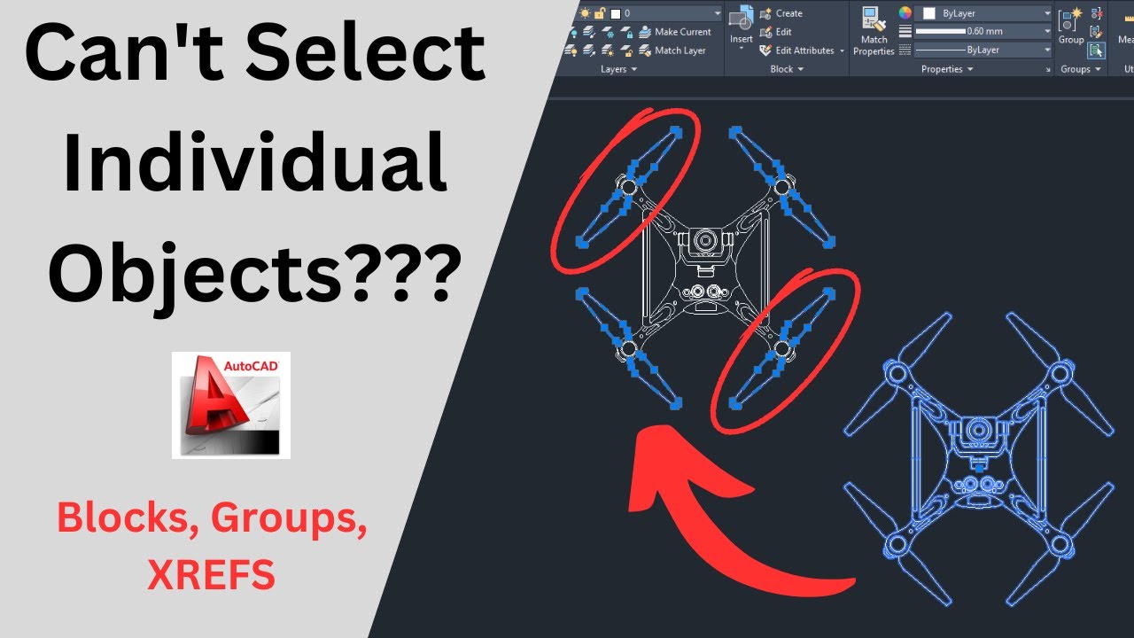 Can't Select Individual Objects?? (QUICK FIX) - AutoCAD