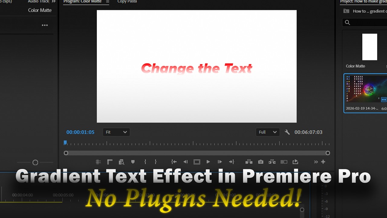 Как создать эффект градиентного цвета текста в Adobe Premiere Pro?