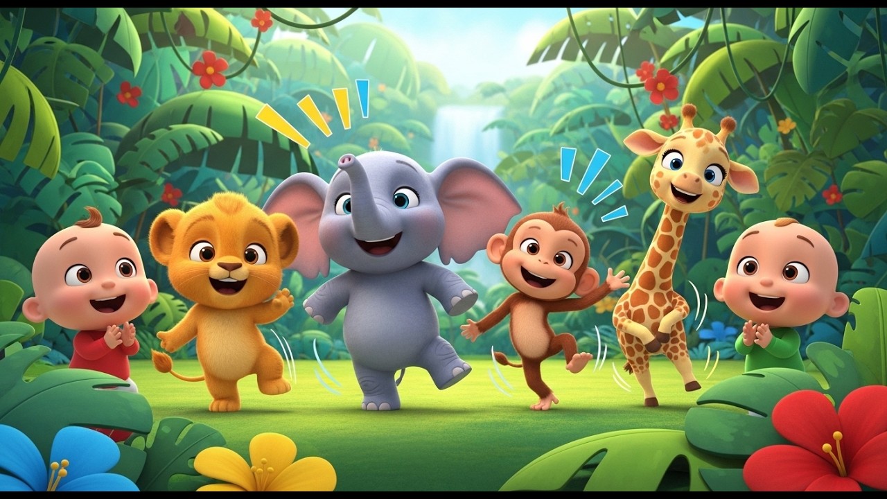 Jungle Animals Dance Parade 🦁🐘 Fun Baby Song,