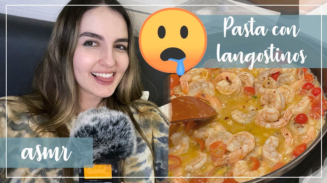ASMR en español - COCINANDO pasta con langostinos ! (sonidos RELAJANTES) - Ale ASMR