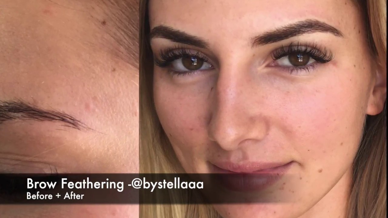 Brow Feathering before and after  phase 1