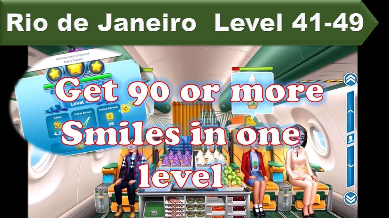 【Airplane Chefs】🛬 Rio de Janeiro : LEVEL 41-49 ( Get 90 or more Smiles in one level)