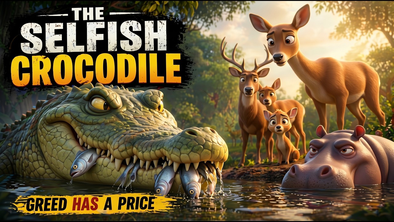 The Selfish Crocodile | Animated Crocodile Story for Kids