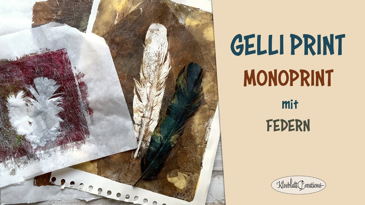 GELLI PRINT mit Feder /  Gelli Plate monoprint