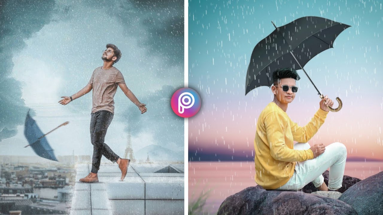 PicsArt Monsoon Umbrella Rain Photo Editing Tutorial | Rain Photo Editing in PicsArt