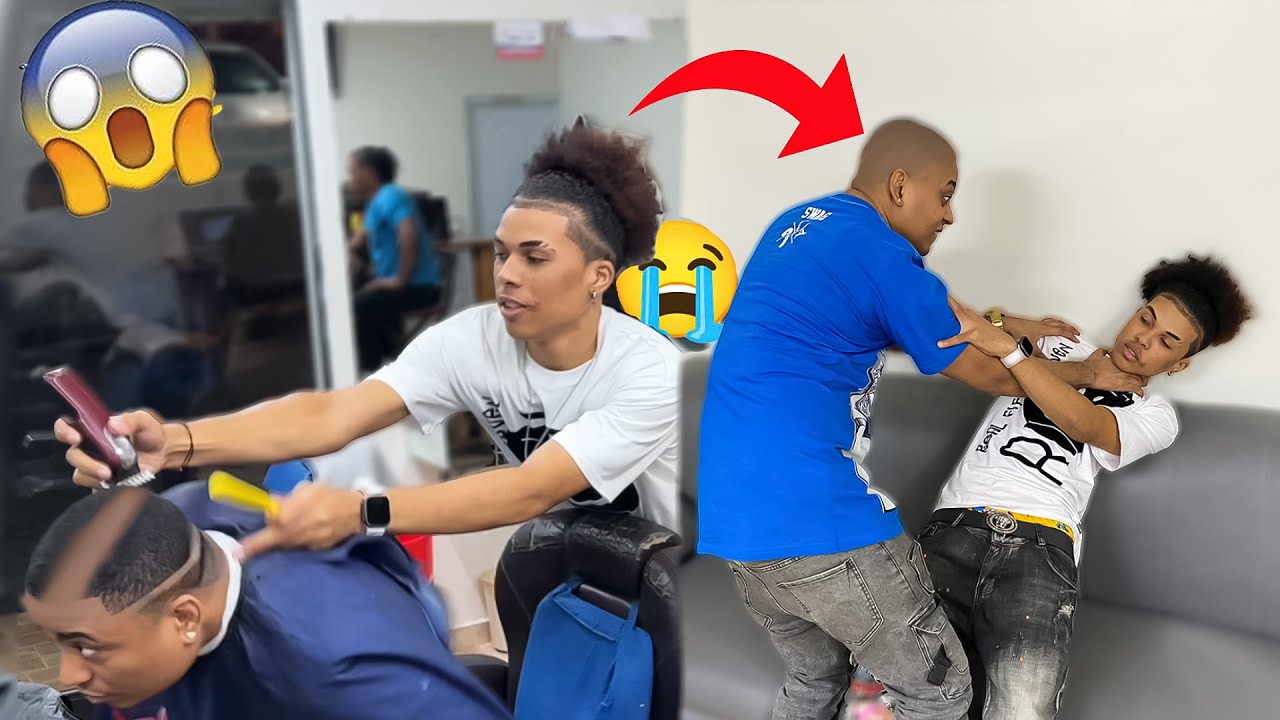CLIENTE LE ENTRA A TR0MP4  A SU BARBERO POR QUE LO DEJO CALVO (se quilla feo)