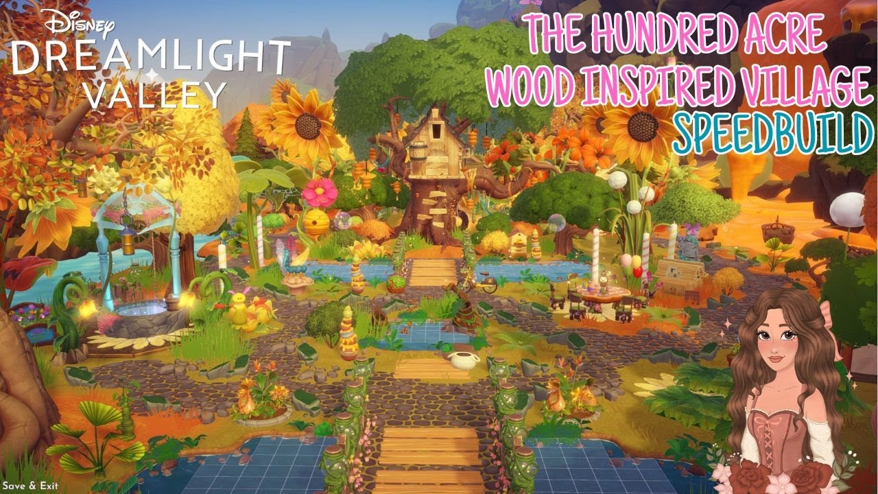 THE HUNDRED ACRE WOOD INSPIRED VILLAGE SPEEDBUILD💛🍯🐝 | DISNEY DREAMLIGHT VALLEY | WISHBLOSSOM RANCH