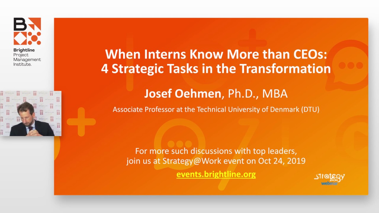 What are the 4 Strategic Tasks in Transformation I Josef Oehmen (Denmark Technical University)