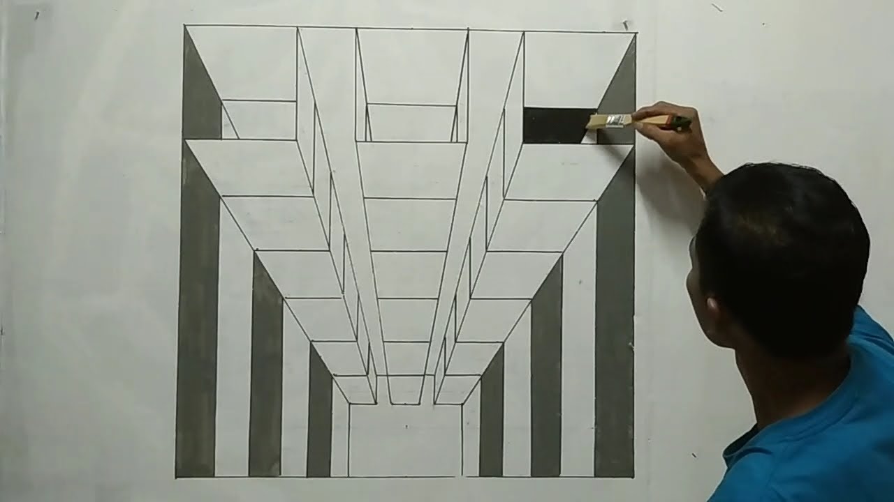 OPTICAL ILLUSION PATH 3D WALL PAINTING MINIMALIST || MURAL DINDING EFFECT LORONG 3D