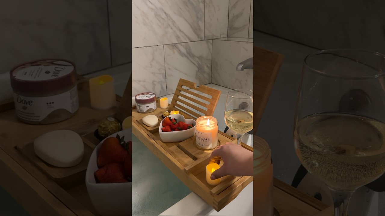 Set up a cozy bath with me 🫧🛁 #cozy #asmr #amazon #asmrsounds #relaxing #amazonfinds #aesthetic