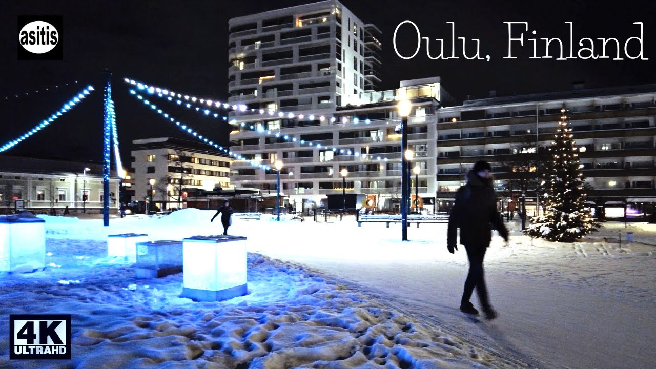 Christmas Walk in Oulu City Center 🎅☃️ Chilly Winter afternoon in Northern Finland's biggest city