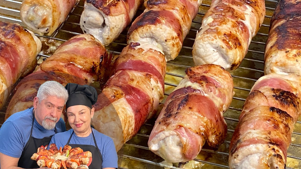Легкий и вкусный деликатес. Рулетики с хрустящим беконом, сыром и черносливом.