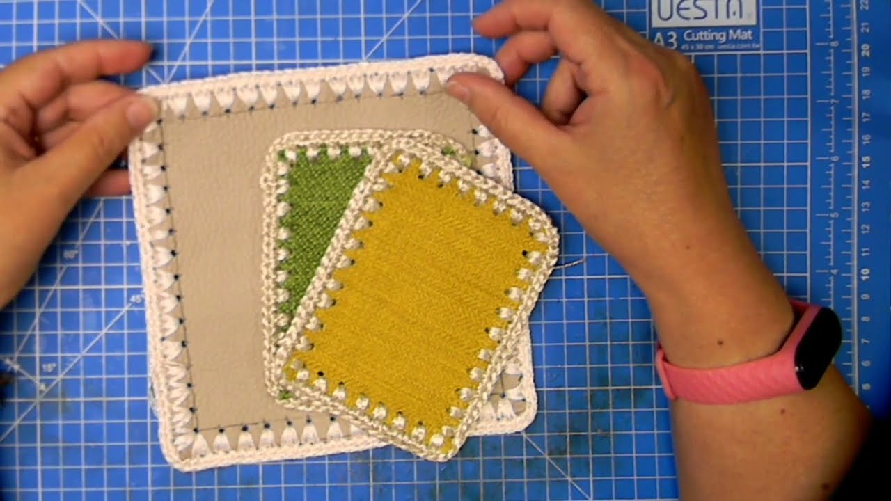 Tutorial - come fare una mattonella in stoffa con bordo all'uncinetto
