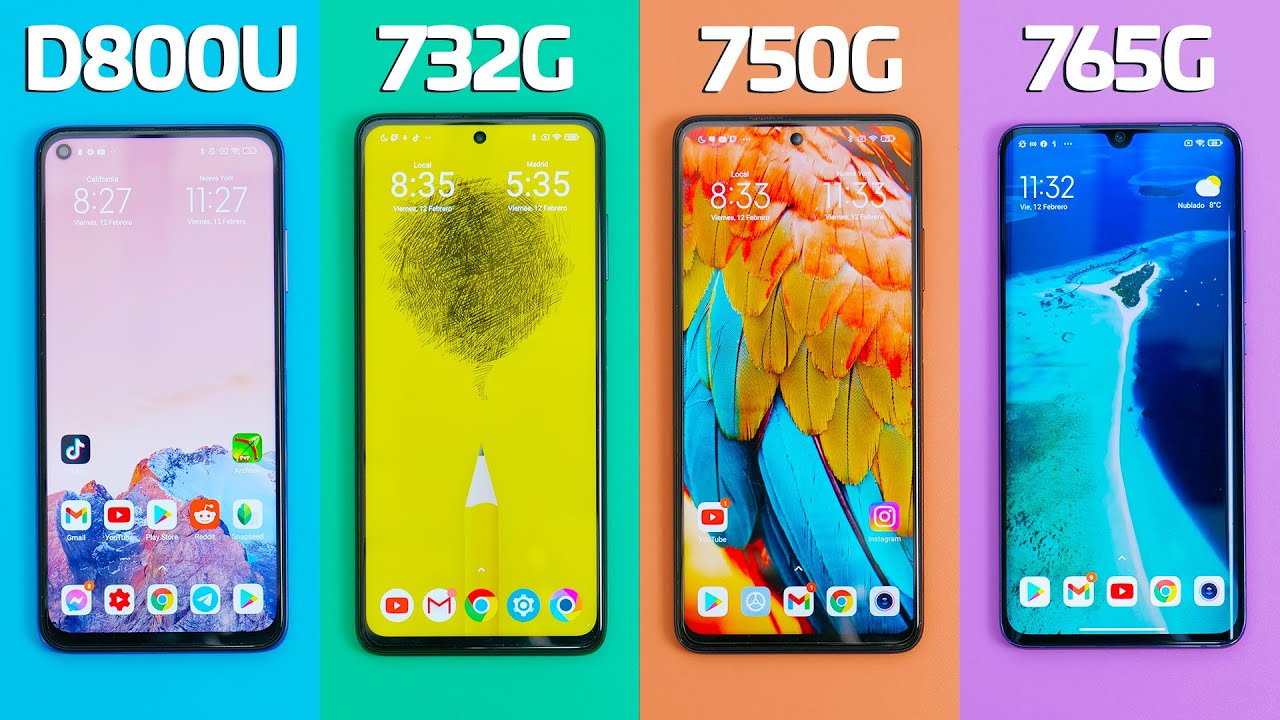 Dimensity 800U vs Snapdragon 732G, 750G y 765G