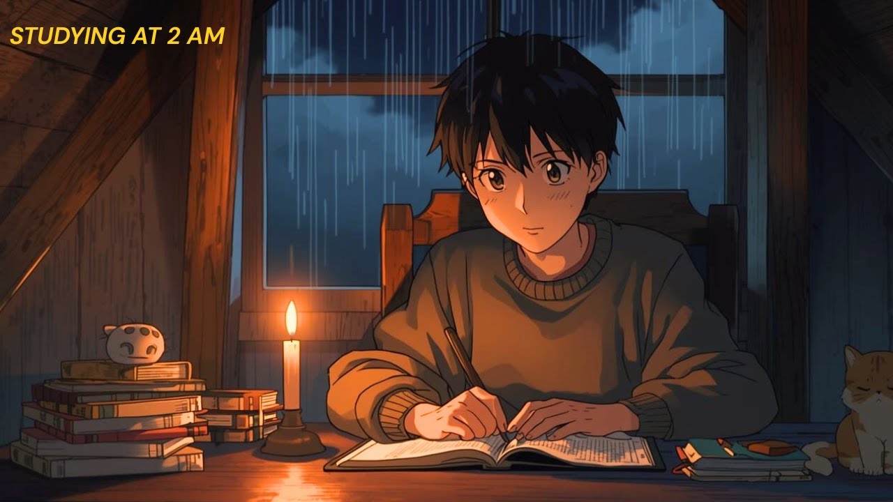 Studying Alone at 2AM | Ghibli-Style Anime ASMR Story