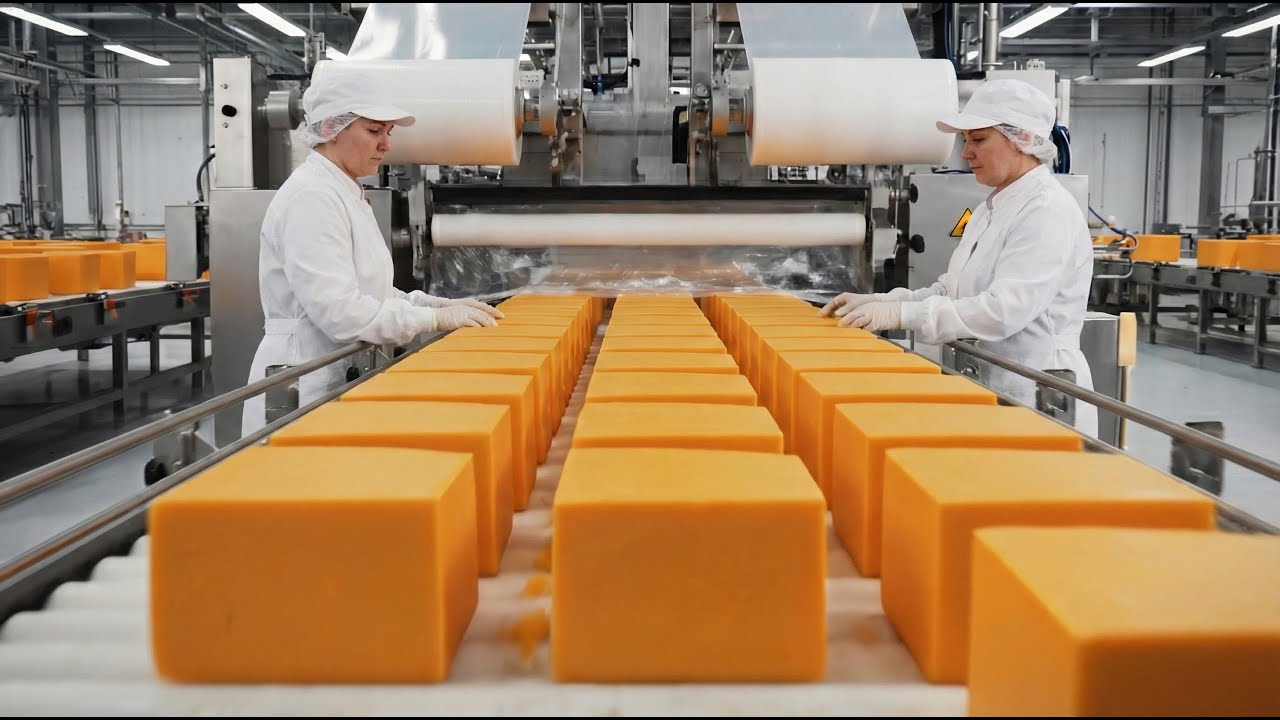 Inside a Cheddar Cheese Factory | From Milk to Massive Cheese Blocks