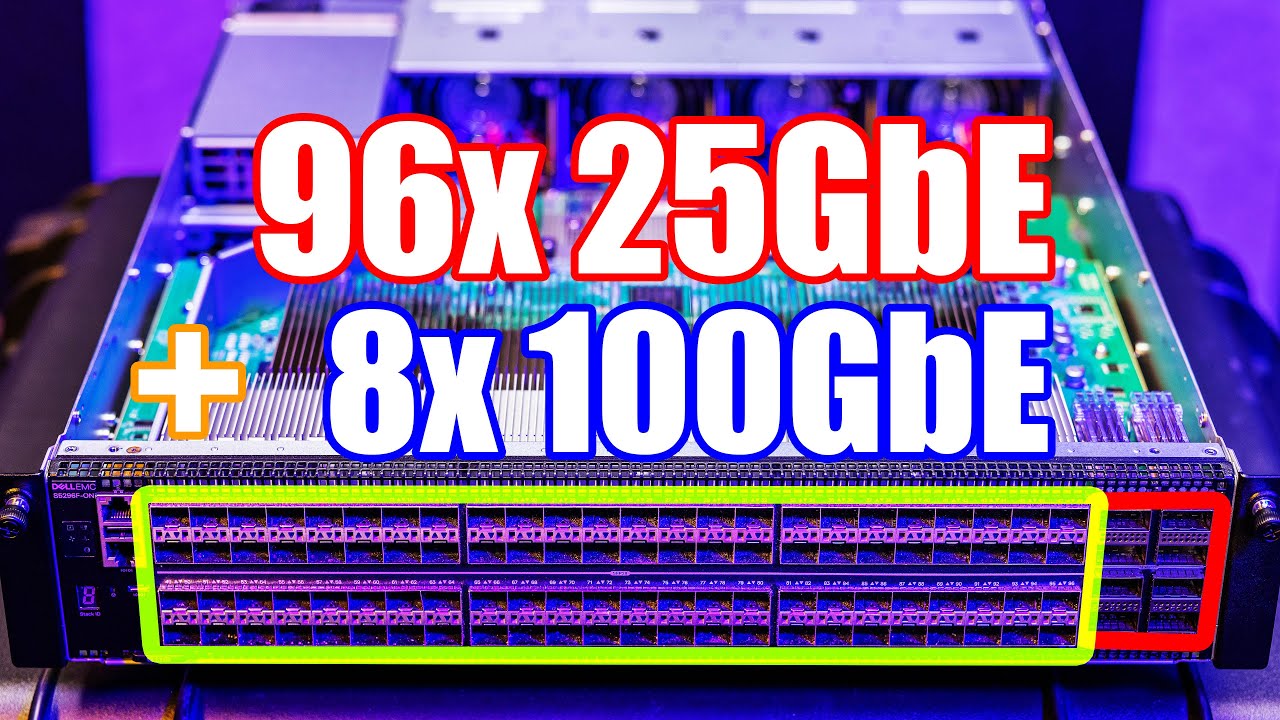 A BIG 96x 25GbE and 8x 100GbE port switch! Dell S5296F-ON