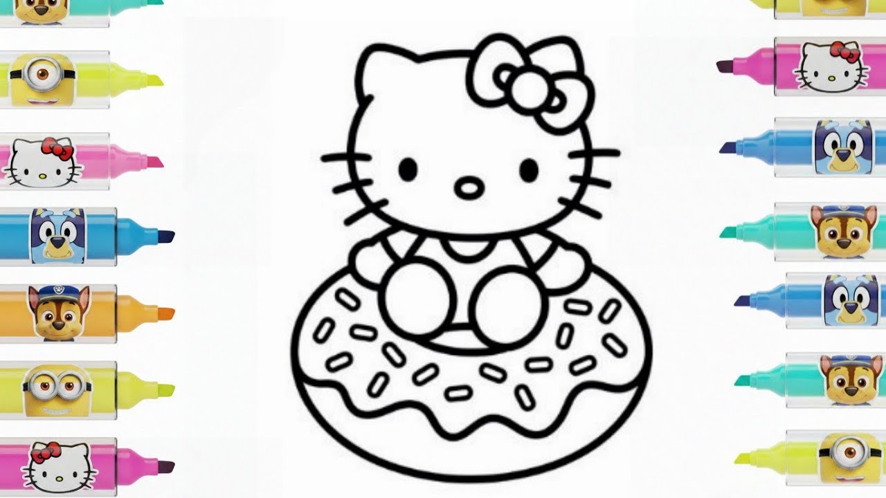 Hello Kitty Cartoon Art | Drawing and Coloring for Kids