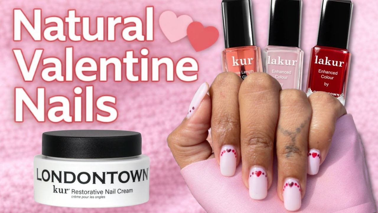 Маникюр ко Дню святого Валентина на натуральных ногтях 💗 Простой дизайн ногтей в виде сердечек с ...