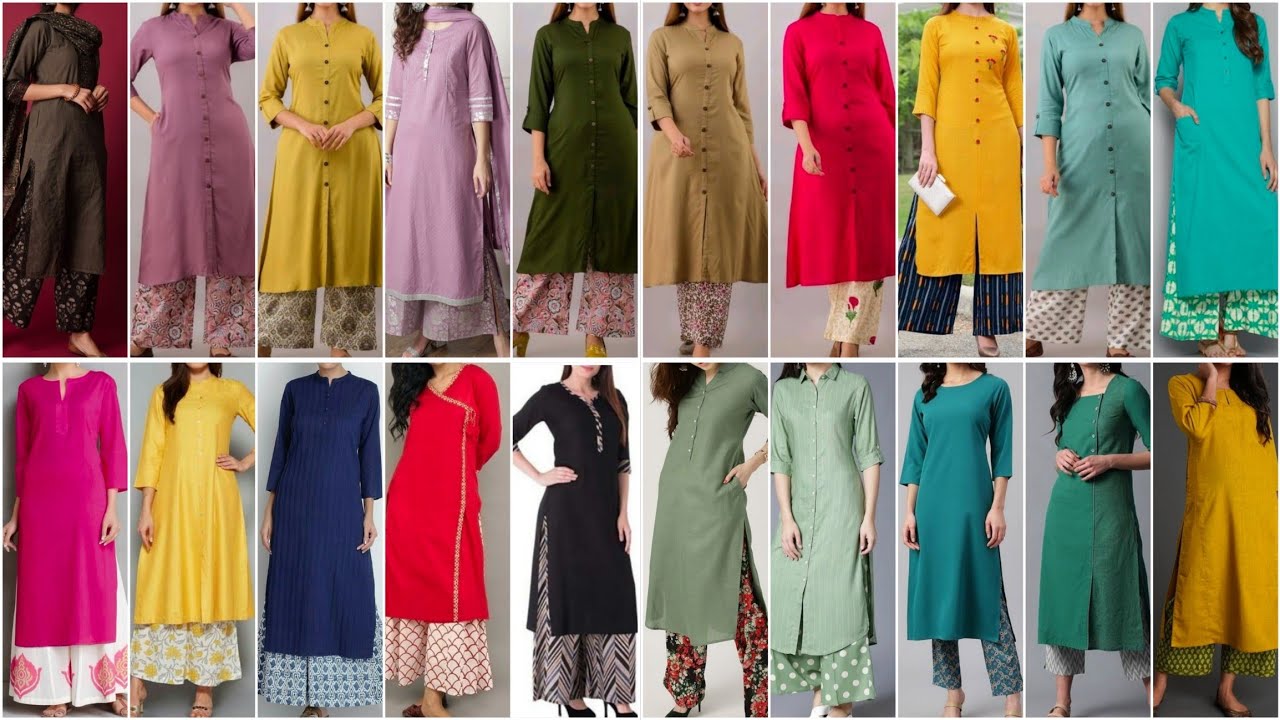 Most Viral Plain Kurti Design Ideas With Printed Bottom For Girls 2025