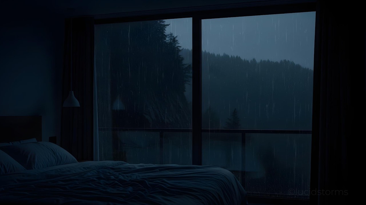 Rain Sounds in a Dark Bedroom - Relaxing Ambience for Deep Sleep, Focus, and Meditation