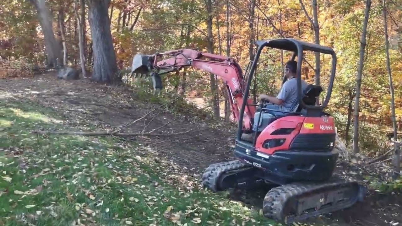 Tearing Out Trees With Kubota U25 Excavator #heavyequipment  #miniexcavator  #sitework #working