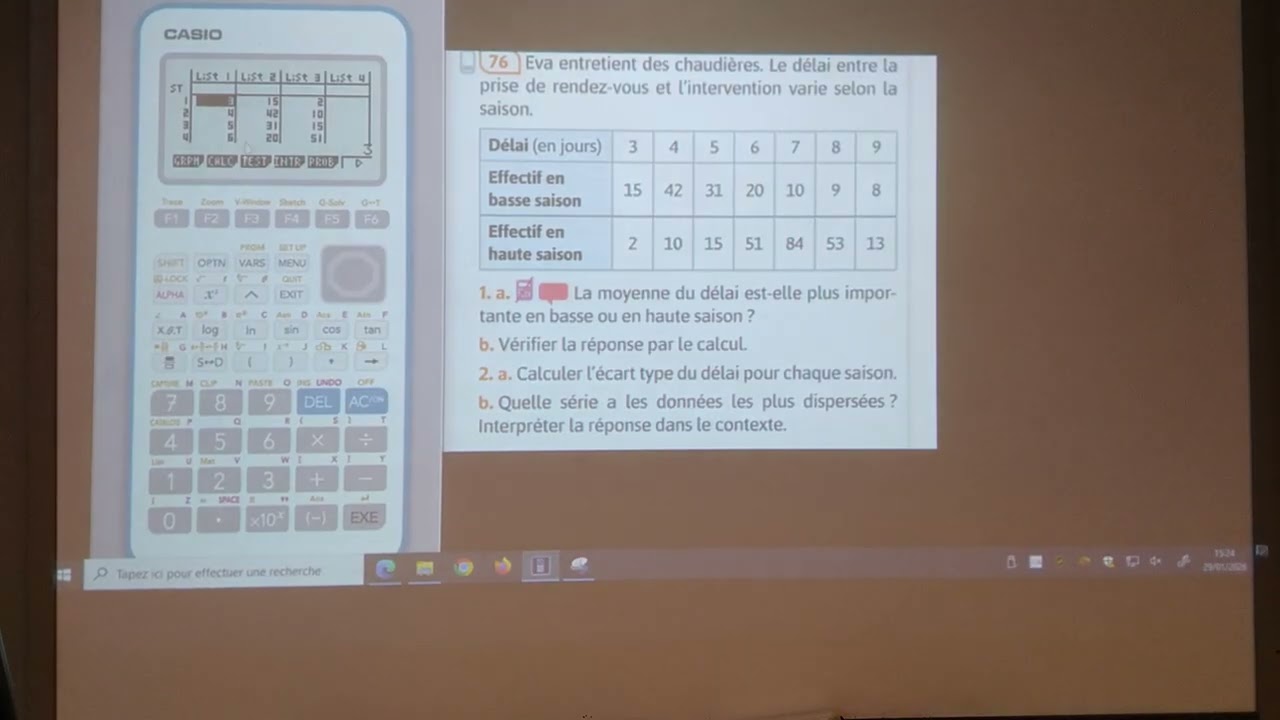 Moyenne et écart type. Résolution graphique d'inéquation en classe de seconde.
