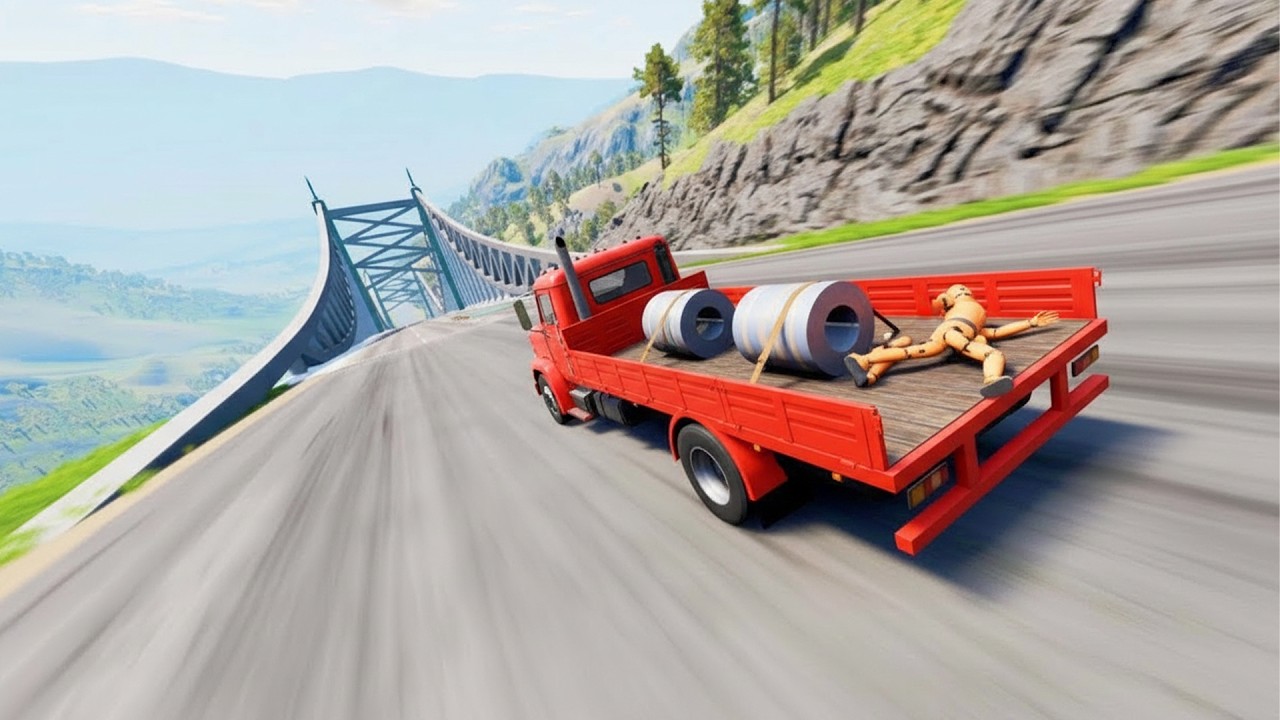 Full Throttle INSANE Flatbed Downhill Mayhem! | BeamNG drive Realistic Crashes #1