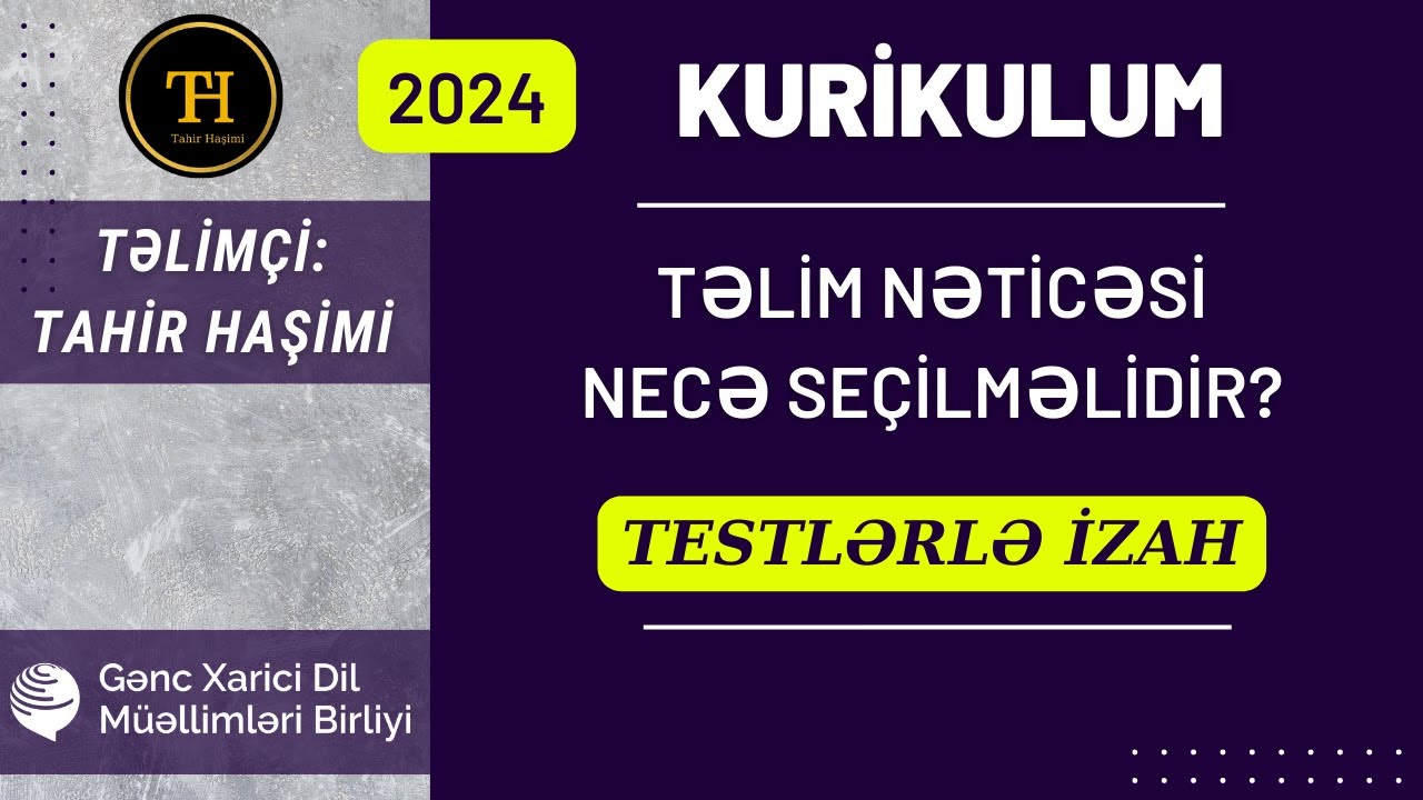 Təlim nəticələri necə seçilməlidir? Tahir Haşimi 055-975-96-46. MİQ, sertifikasiya