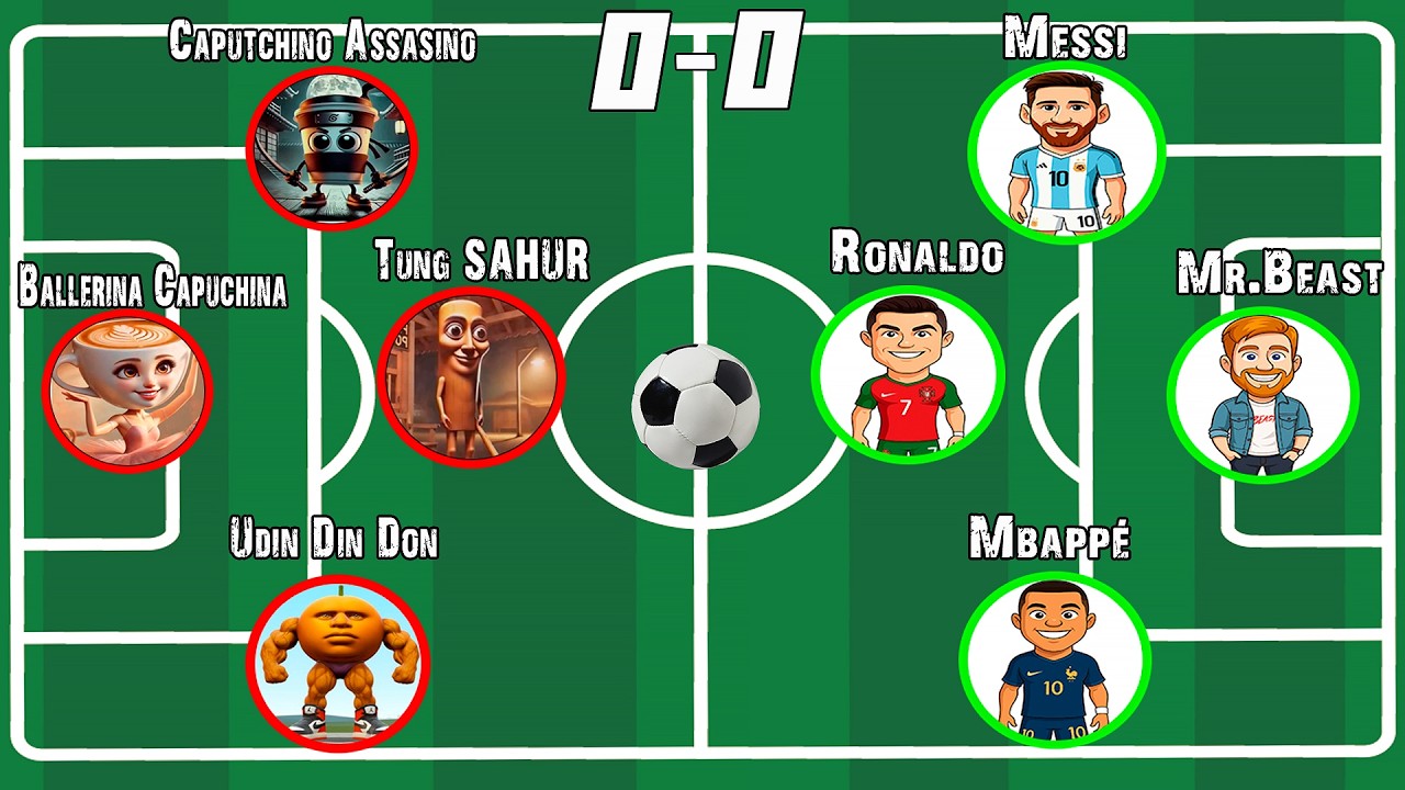 Tung tung tuna Sahur team vs Ronaldo, Lionel Messi, Mbappé, Mr.Best   FootBall Tournament in Algodoo