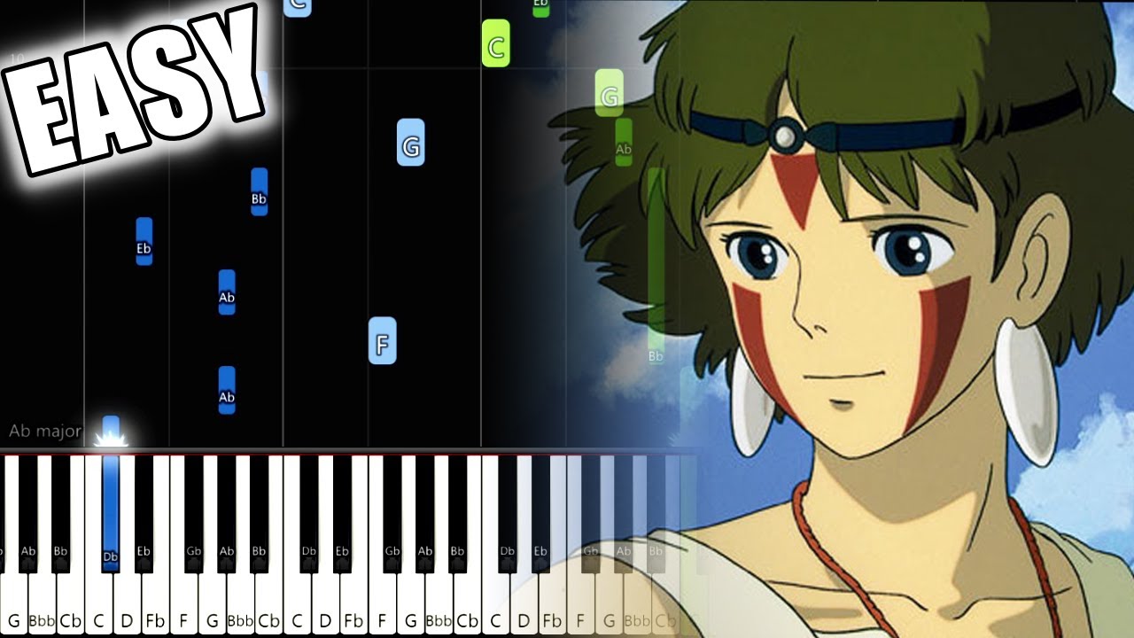 The Legend of Ashitaka - Princess Mononoke OST - SLOW EASY Piano Tutorial [animelovemen]