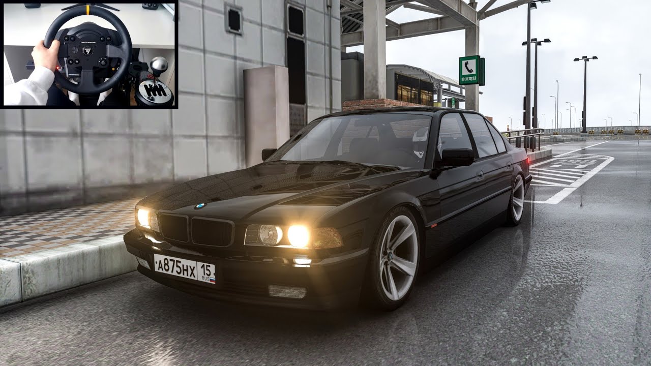 BMW E38 750i Swerving Through Traffic | Assetto Corsa | Steering Wheel Gameplay