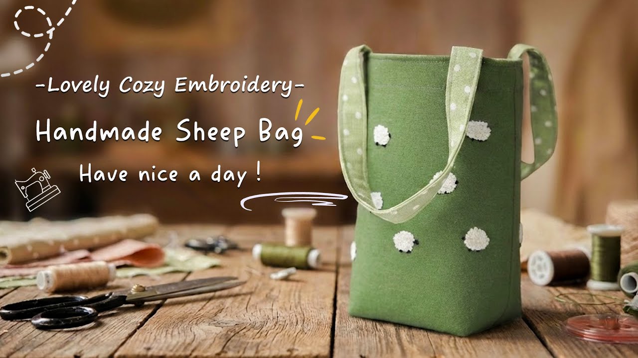 A Calm Rain Midwinter Reset | Sheep Bag Embroidery | Freestyle Slow Stitching & Piano Relaxing.
