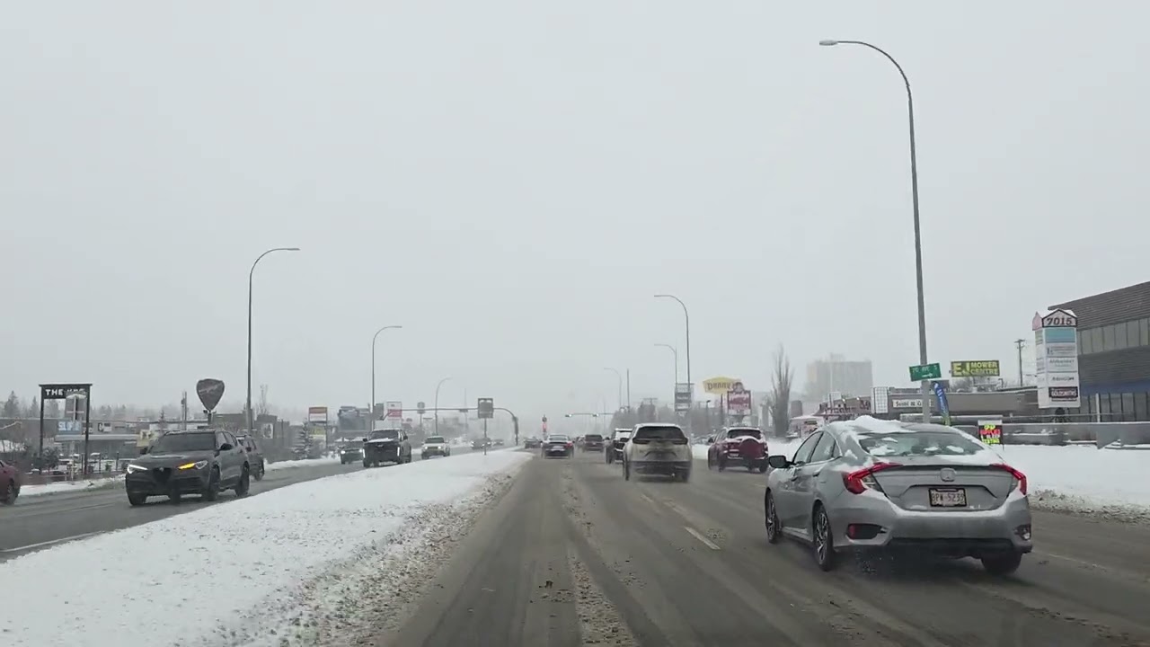Macleod Trail Calgary 4K Snowing Driving Tour ❄️ 🚘 🇨🇦