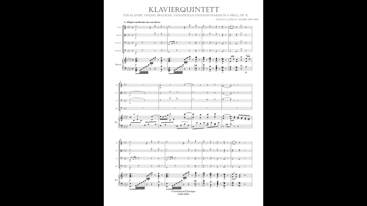 Jan Ladislav Dussek – Klavierquintett (Klavier, Violine, Bratsche, Violoncello & Kontrabaß)