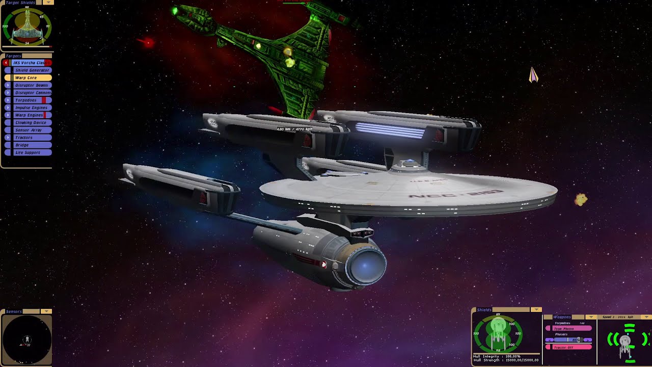 Mars Class USS Ares vs Klingon VorCha | KM | Star Trek Bridge Commander