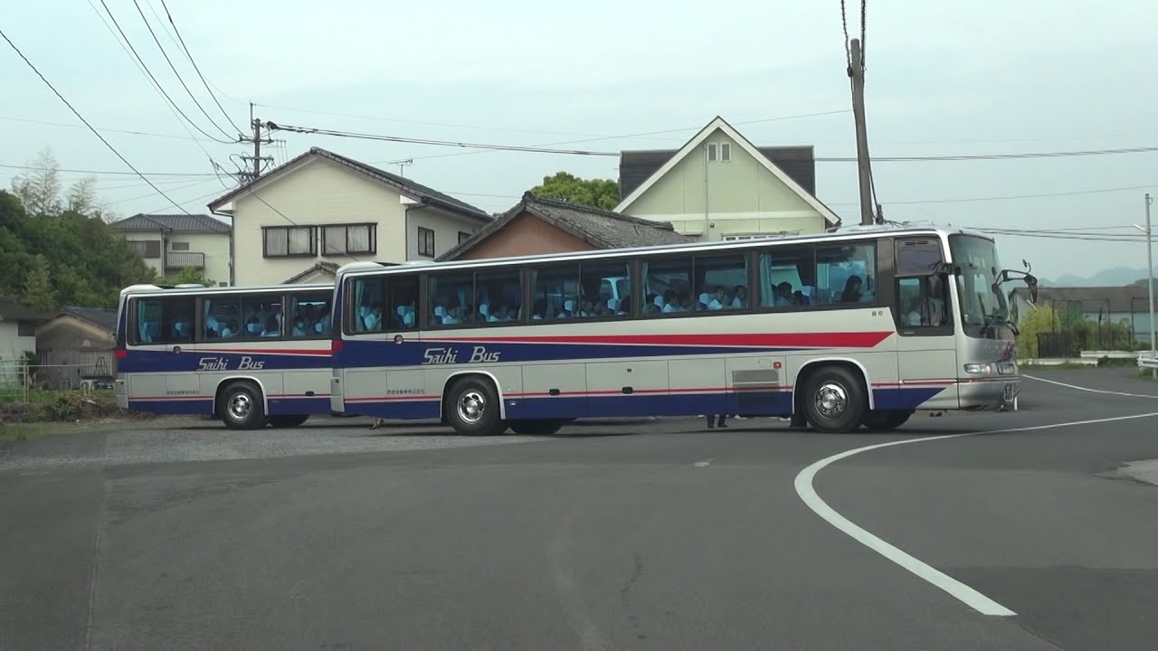 あの大型観光バス車列はどこに向かっていたのか？ 修学旅行   やっぱカッコイイ 西肥バス  日野セレガ