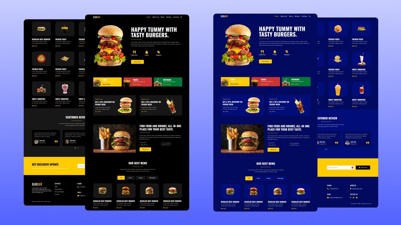 Tailwind CSS: Build and Deploy a Fully Responsive Burger Website || Light & Dark Mode