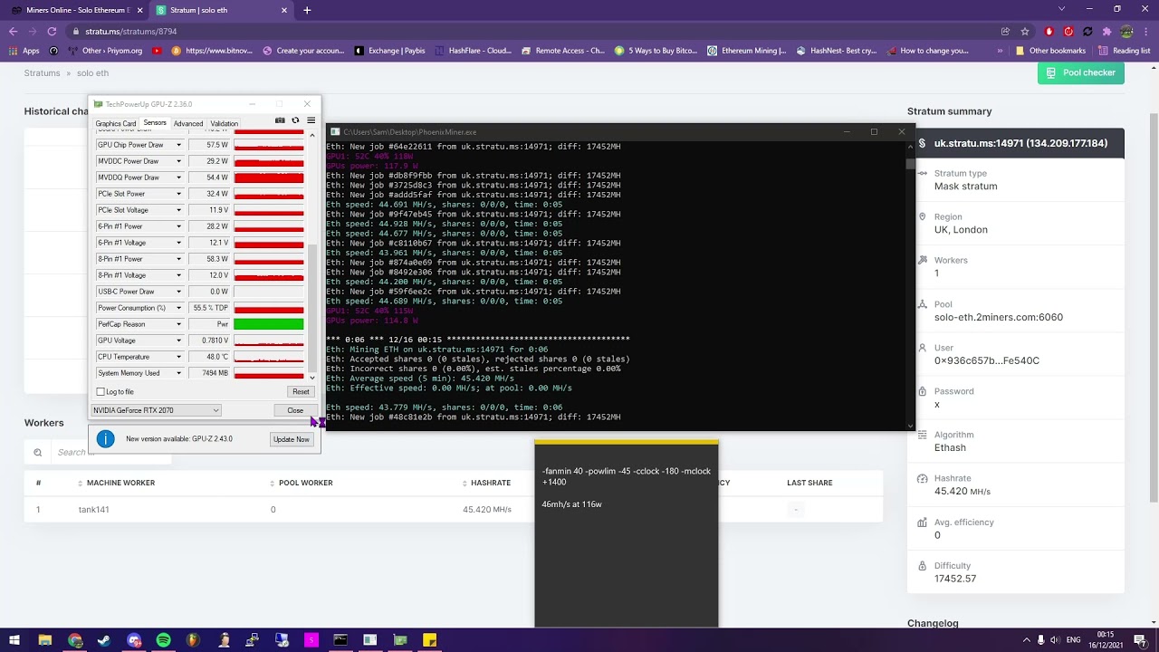 RTX 2070 Overclock Mining in Q4 2021 UPDATE - Ethash