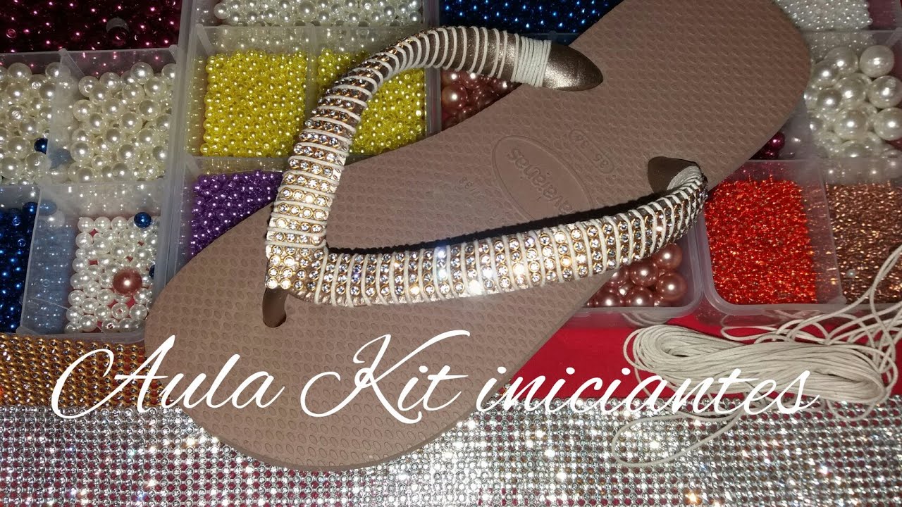 Chinelo decorado com fio e manta de strass aula 16-Kit iniciantes #gleicykellybarbosa