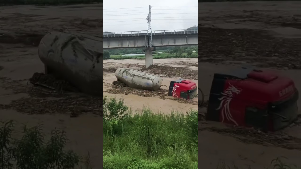 flood water swept away the tanker truck