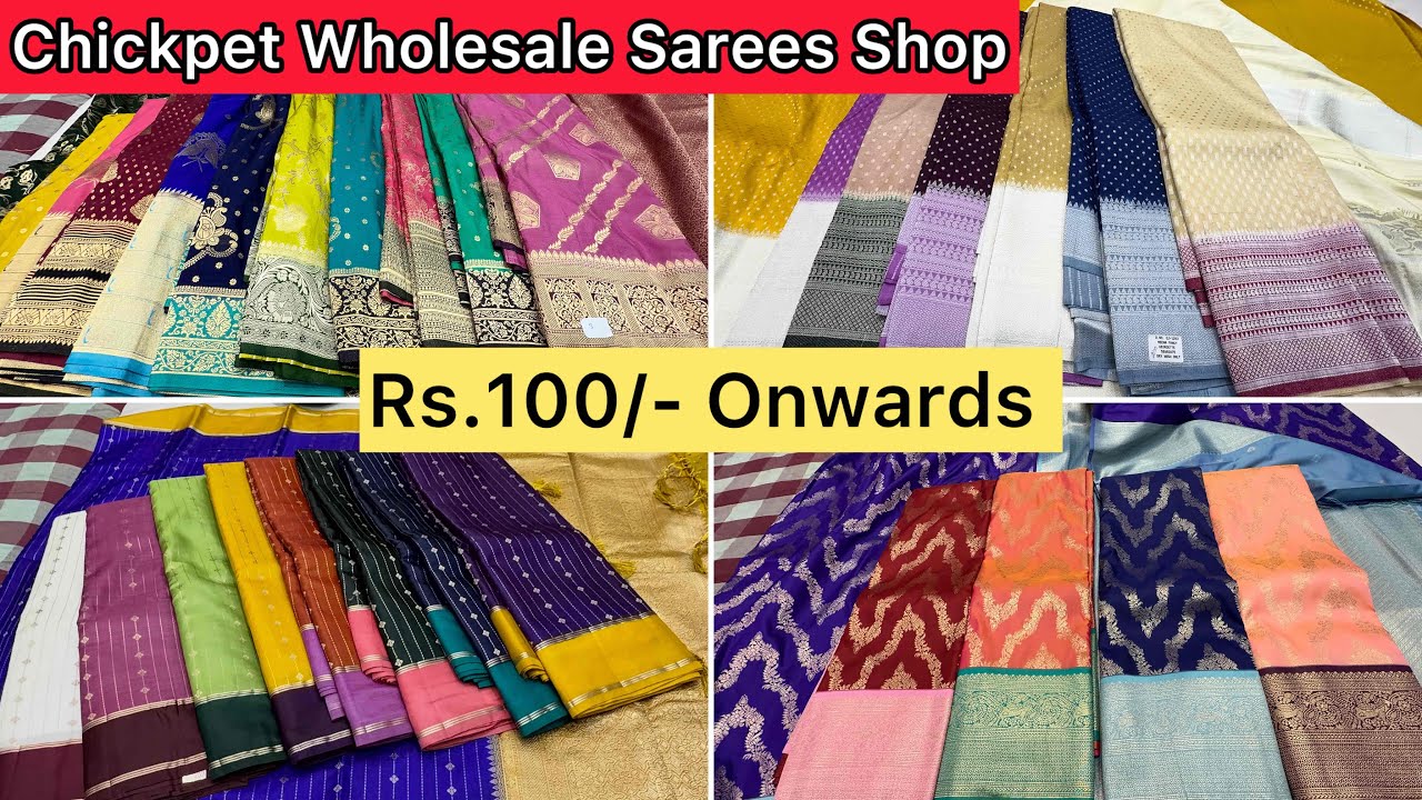 #Chickpet Bangalore Wholesale Fancy Sarees Rs. 100 /- Onwards Courier Available #banarasasarees