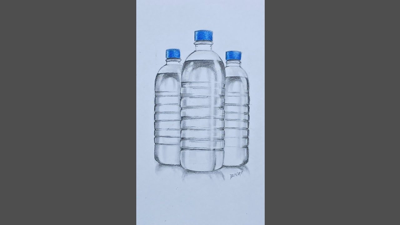 How to draw water bottle || Realistic Drawing with pencil shading