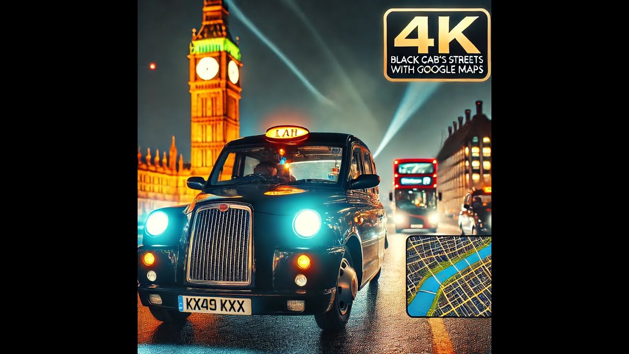 City Drive in London: 4K Black Cab Journey with Google Maps Route
