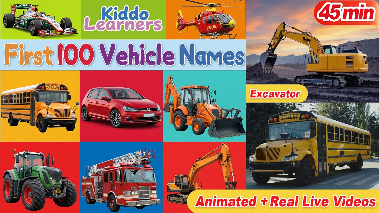 🚗 Learn First 100 Vehicle Names for Toddlers | Preschool Vocabulary & Speech Development