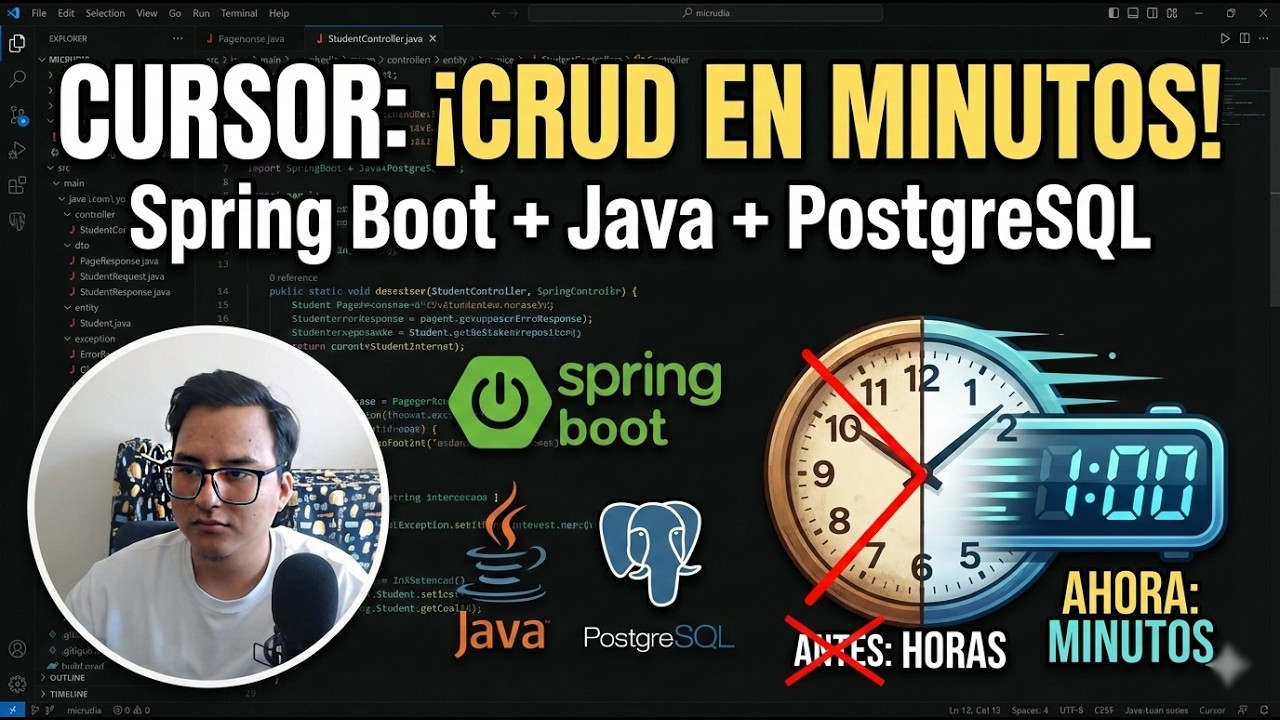 Tutorial CURSOR: Hago un CRUD en minutos, antes me tardaba horas (Spring Boot + Java + PostgreSQL)